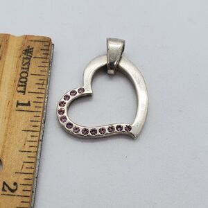 Sterling Silver and Pink CZ Heart Pendant 925